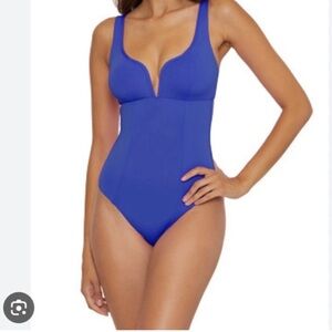 Becca Color Code V Wire One Piece swimsuit Ultra Marine Size M